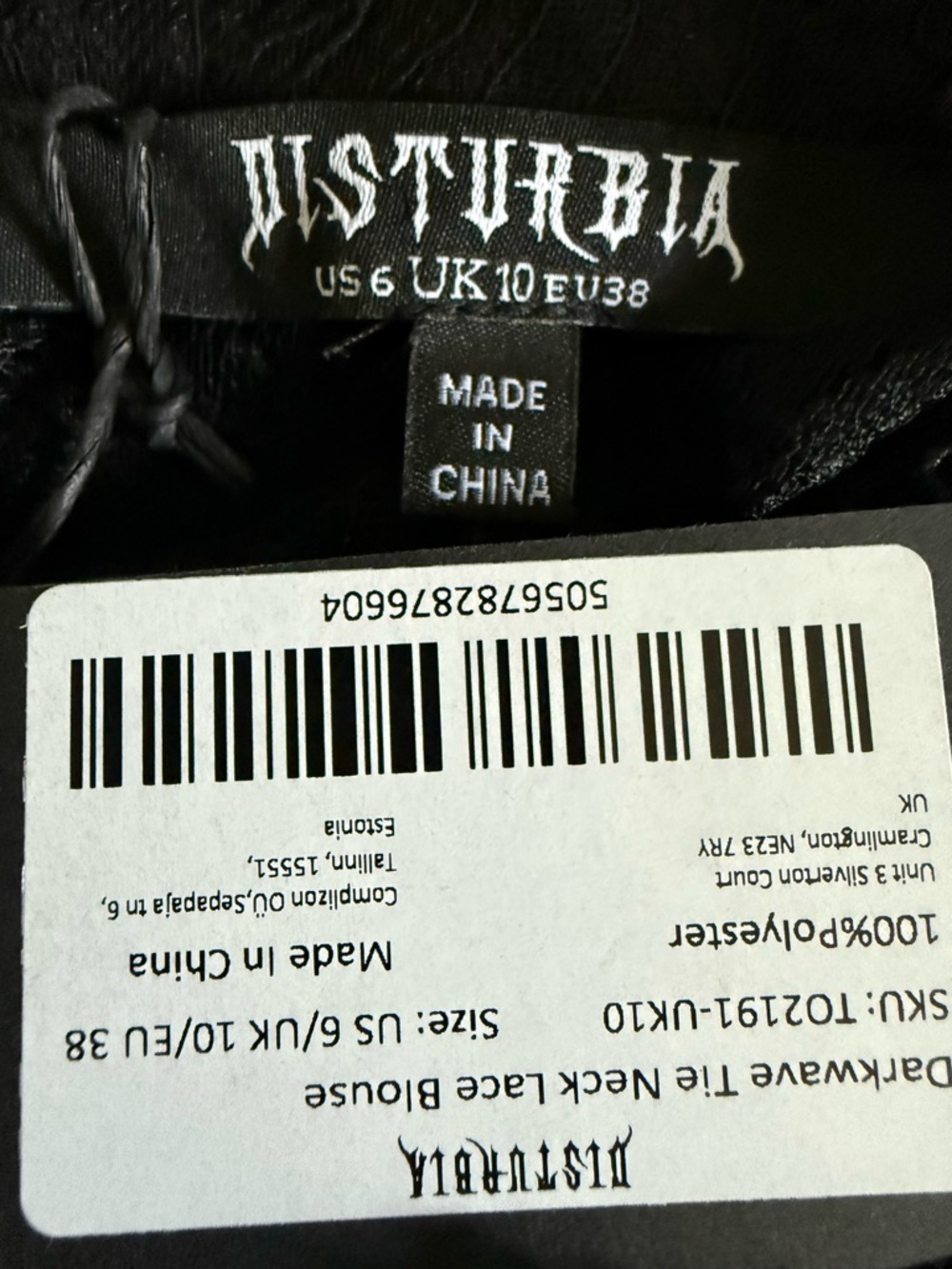 Disturbia Darkwave Tie Neck Lace Blouse - Picture 6 of 7